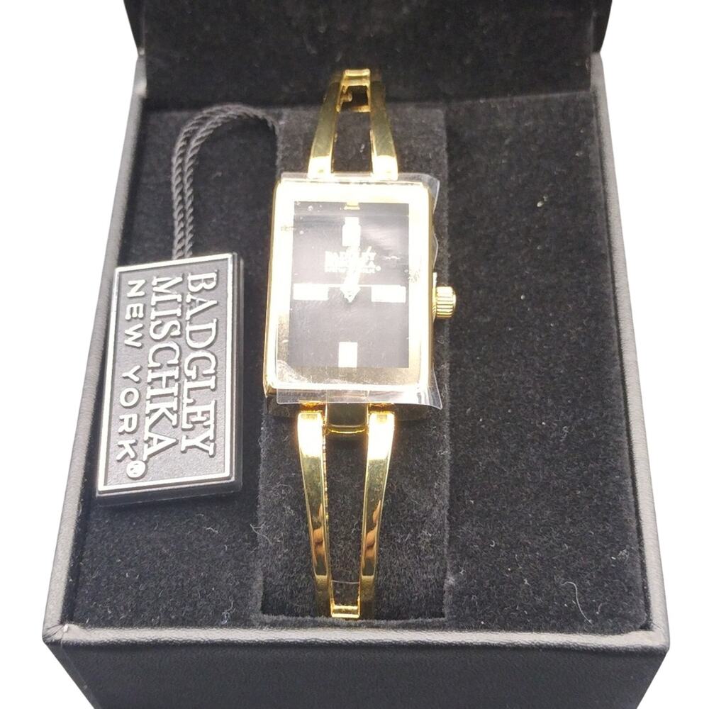 NWT Badgley Mischka Watch Women’s Gold Plated Thin Band Quartz Water Resistant